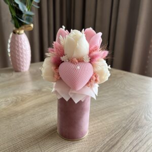 FlowerBox S welurowy (Dzień Mamy różowy)