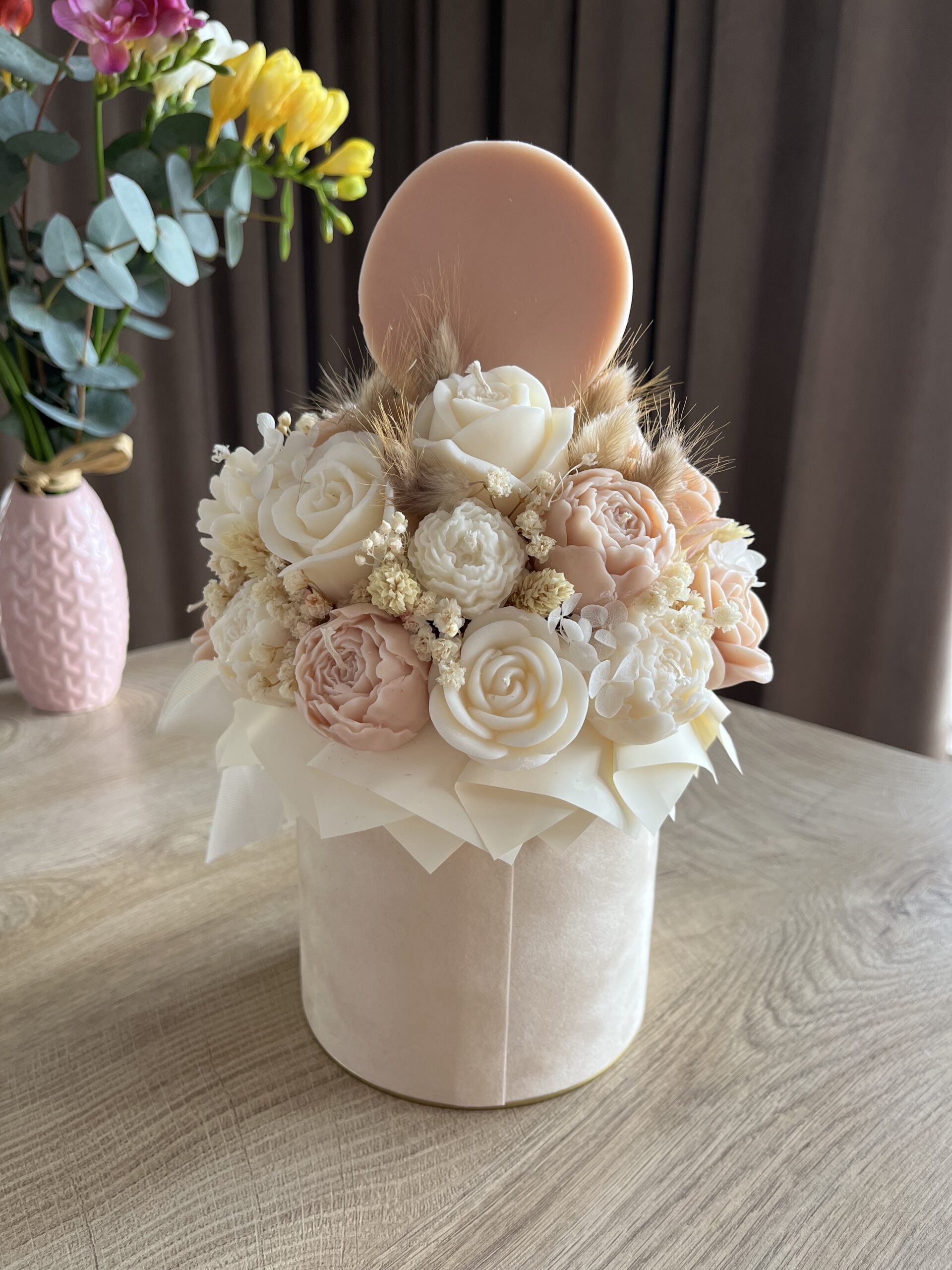 FlowerBox XL welurowy beżowy (Dzień Mamy, "Dla Ciebie kochana mamo") - obrazek 4