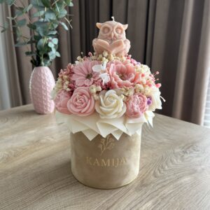 FlowerBox XL welurowy (Sowa z książką)