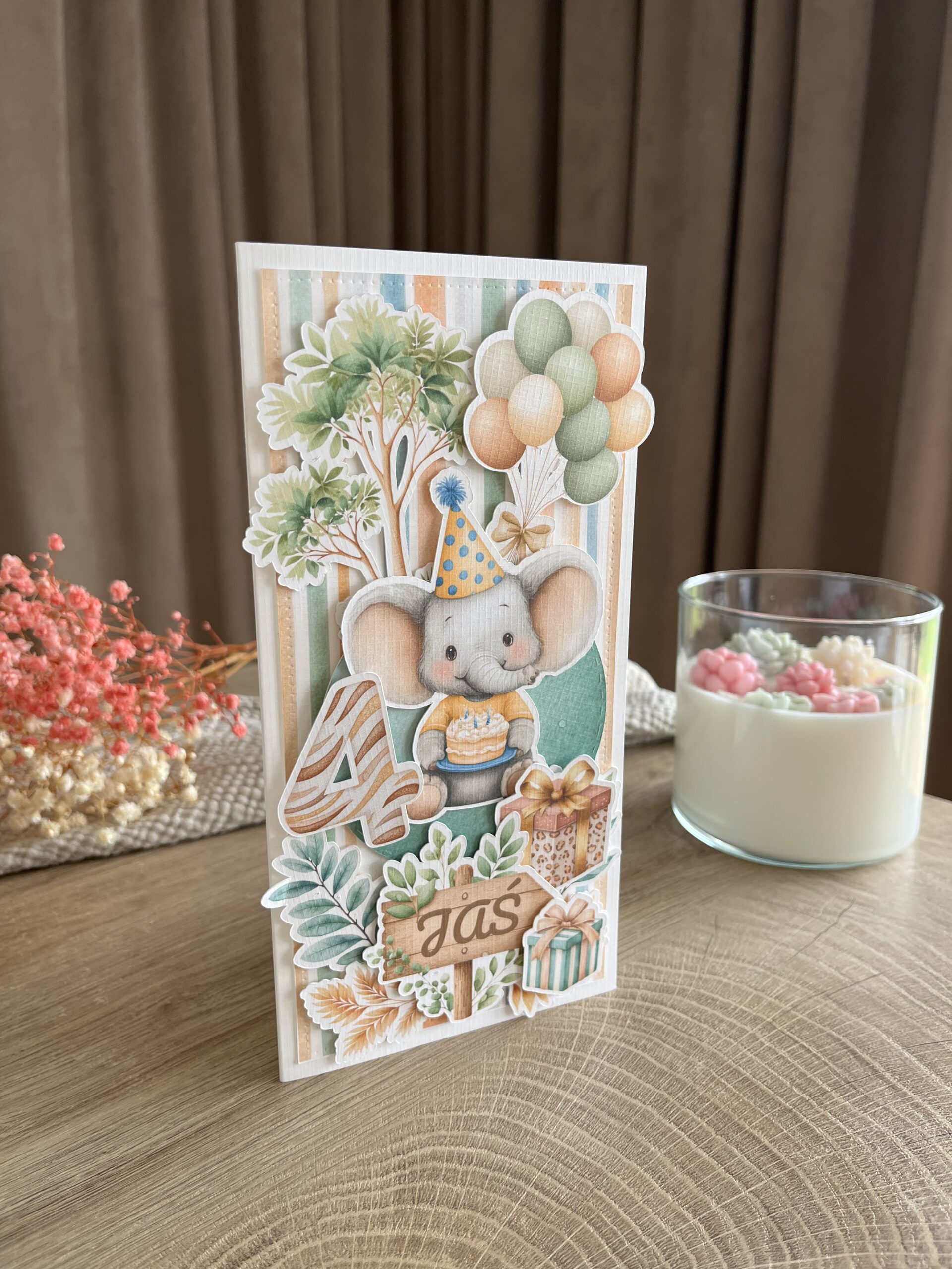 Kartka urodzinowa dla dzieci SAFARI - wersja 1